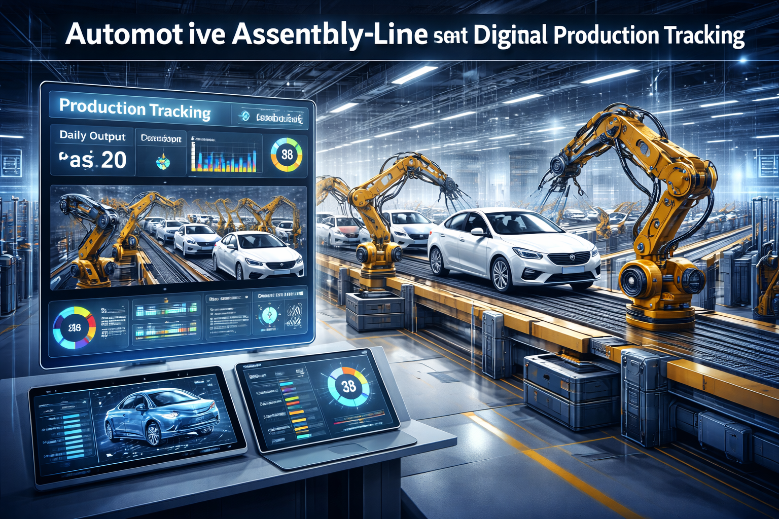 Automotive assembly line with digital production tracking