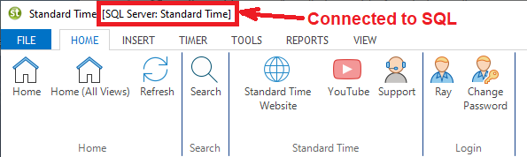 SQL Server: Standard Time in title bar